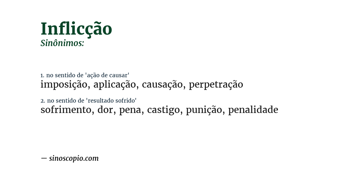 Sinônimo de inflicção