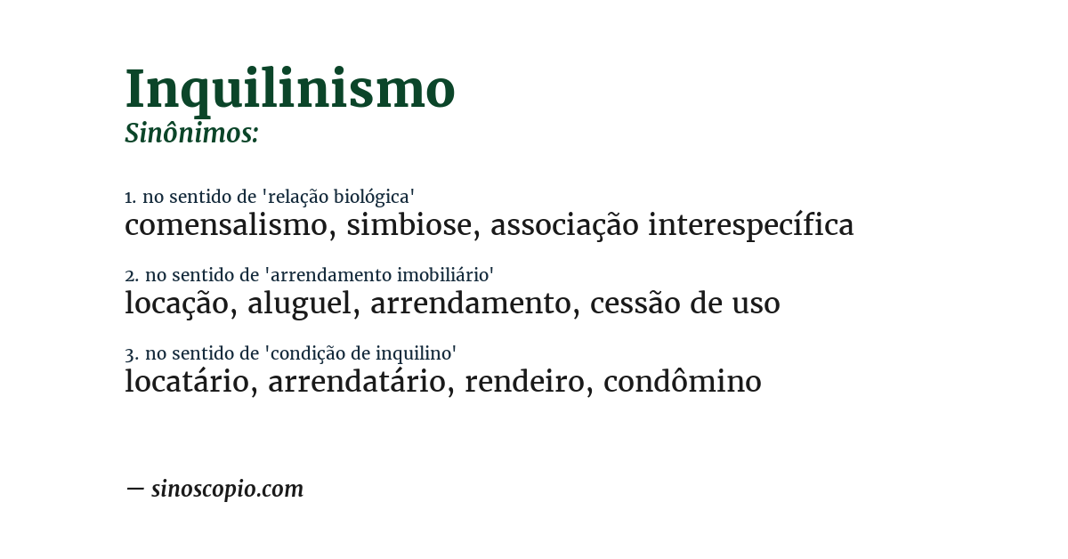 Sinônimo de inquilinismo