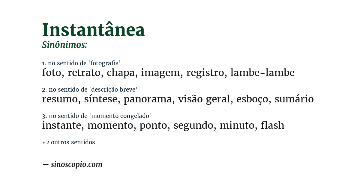 Sinônimo de instantânea