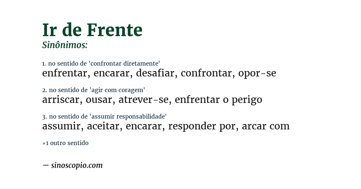 Sinônimo de ir de frente