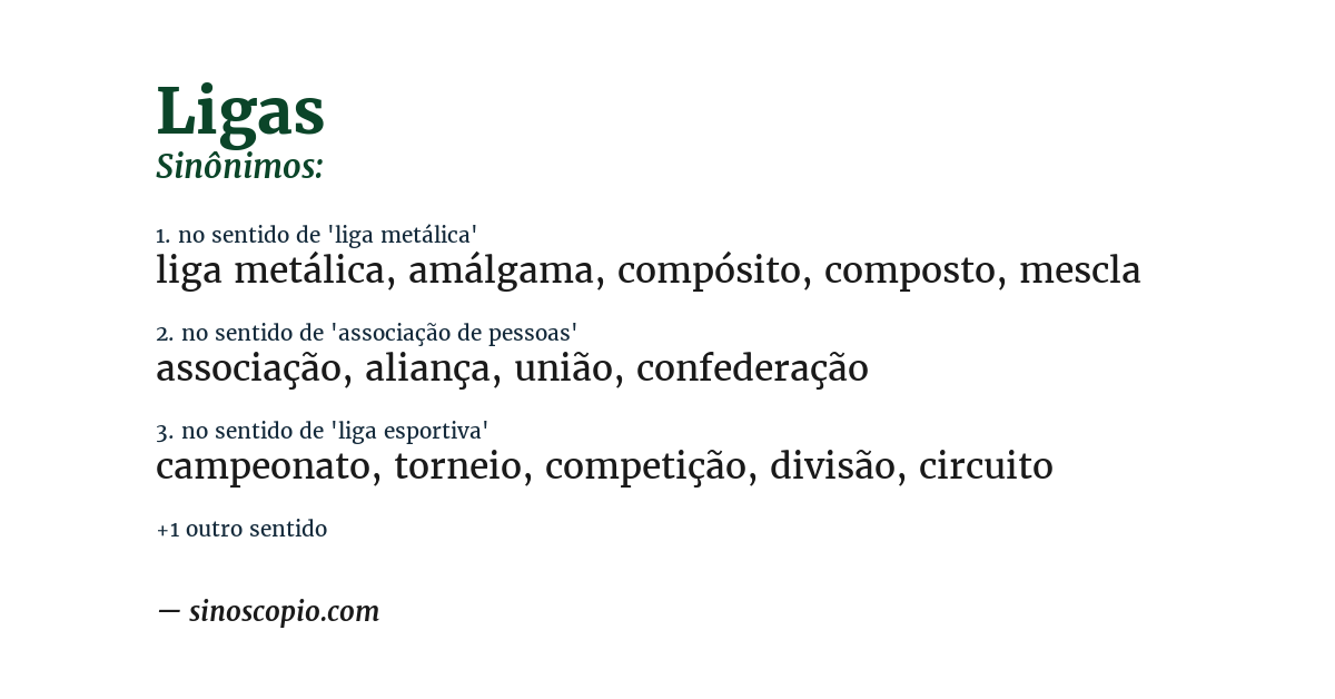 Sinônimo de ligas