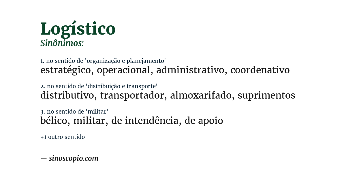 Sinônimo de logístico