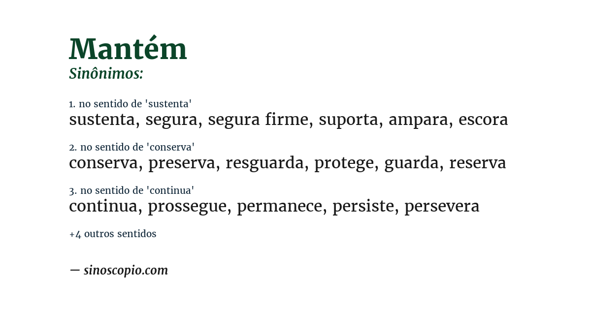 Sinônimo de mantém
