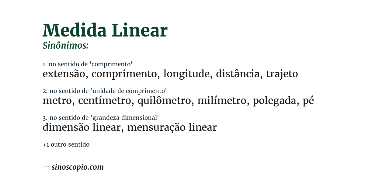 Sinônimo de medida linear