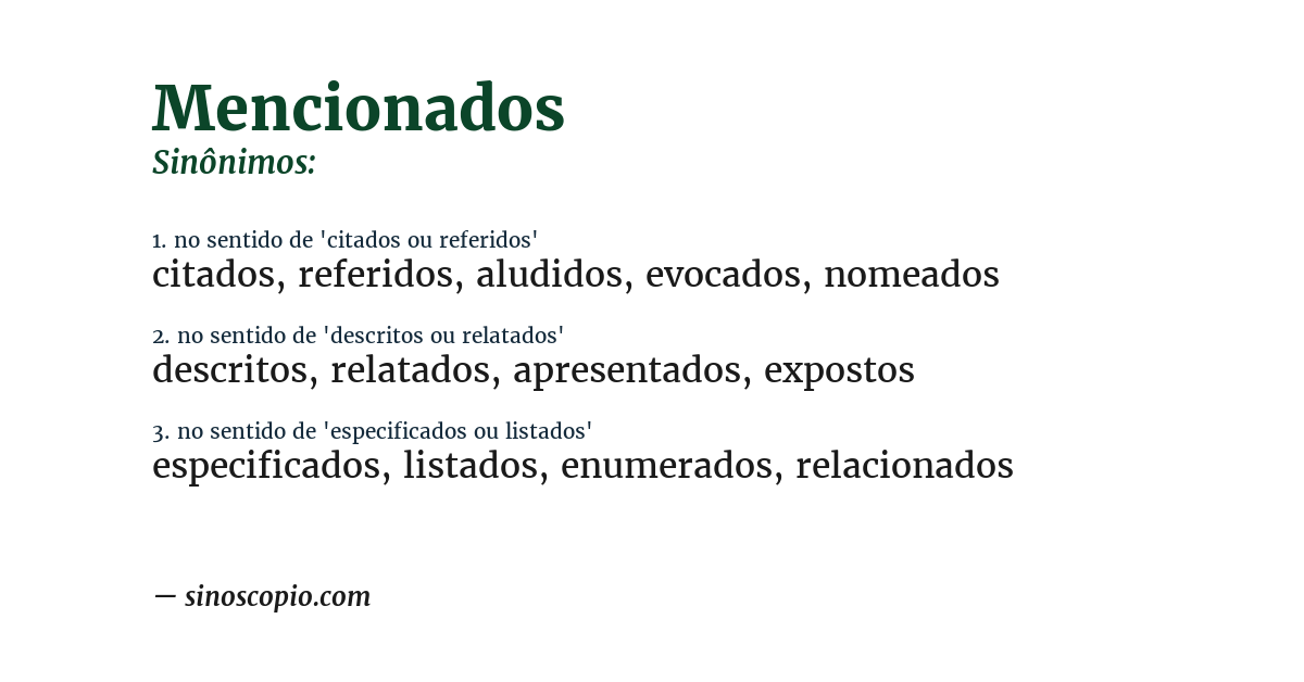 Sinônimo de mencionados