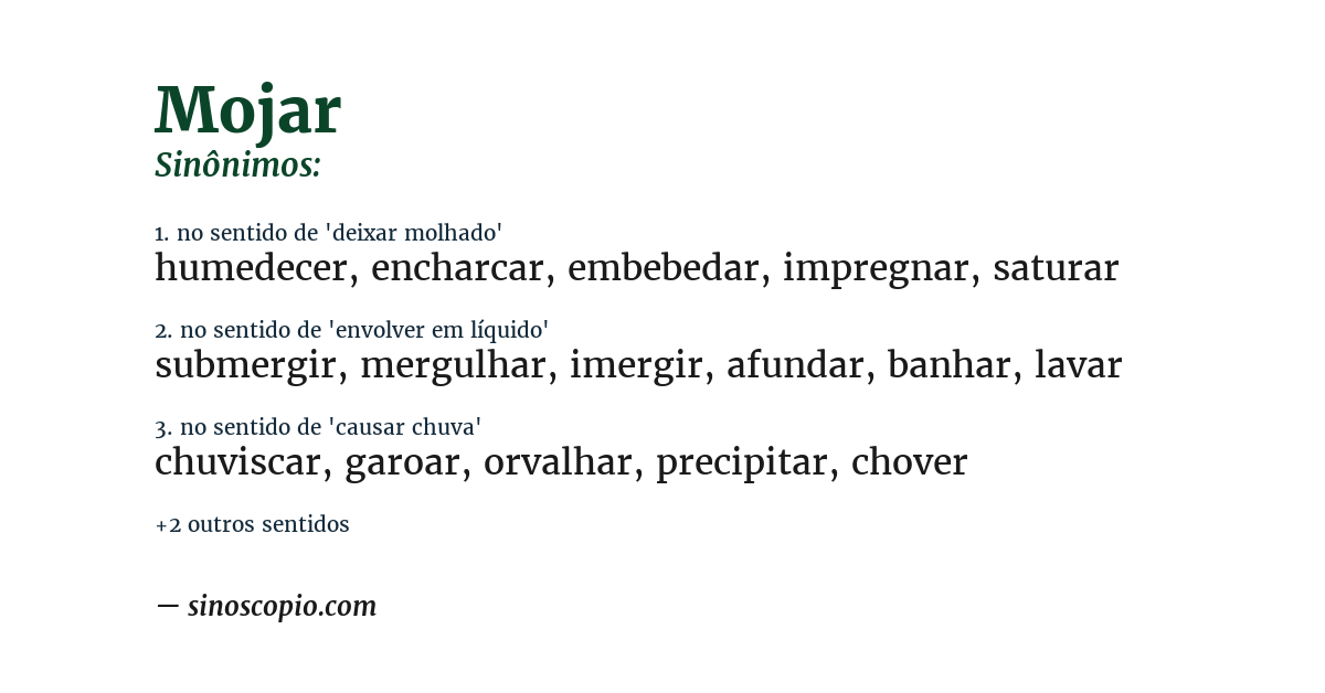 Sinônimo de mojar