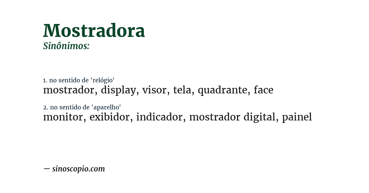 Sinônimo de mostradora