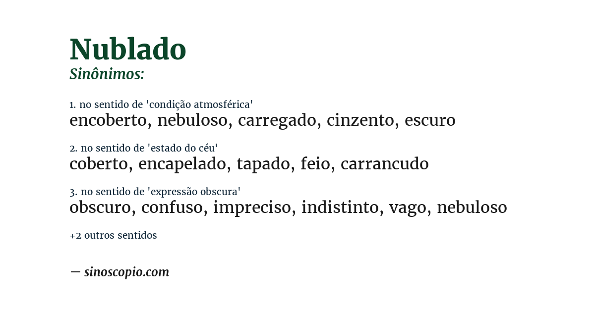 Sinônimo de nublado