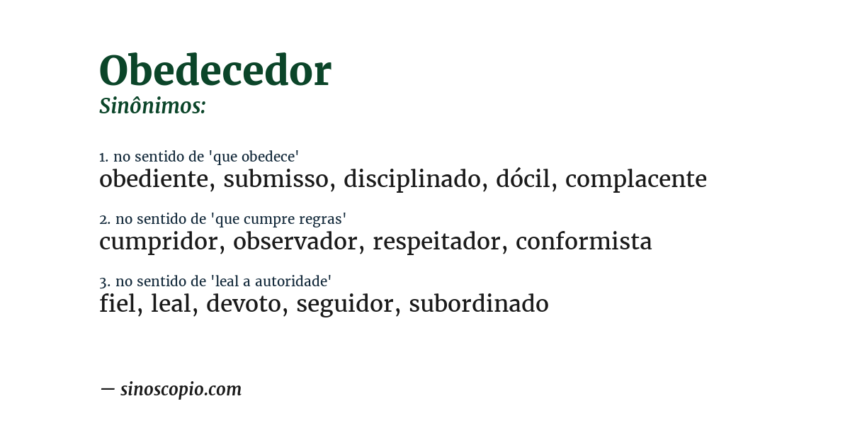 Sinônimo de obedecedor