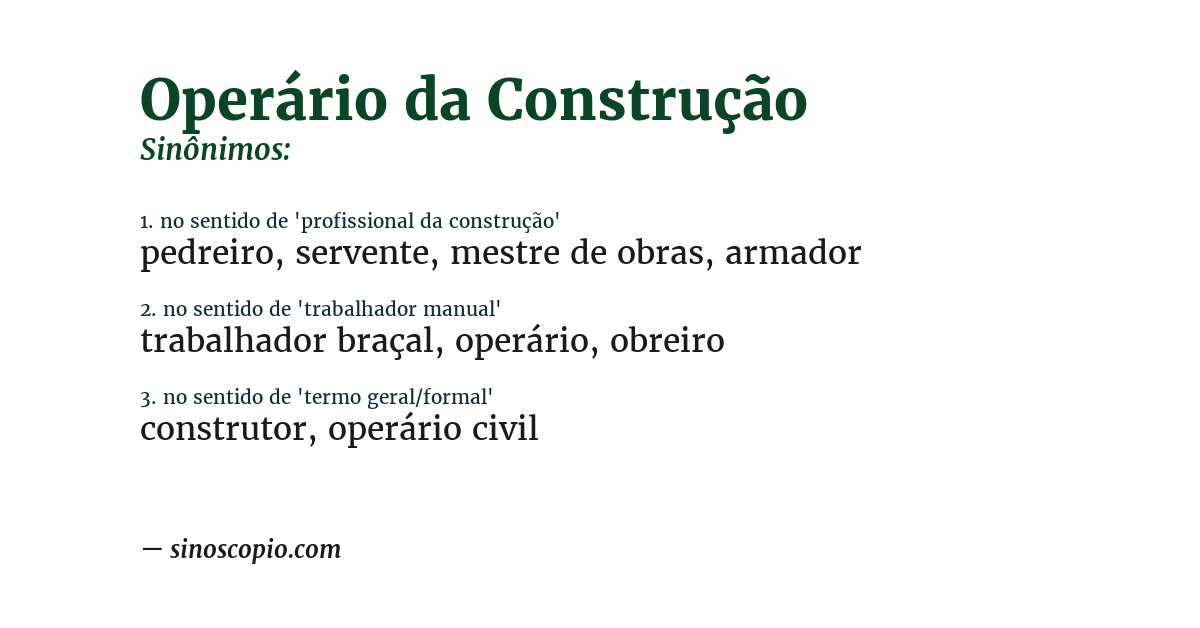 Sinônimo de operário da construção