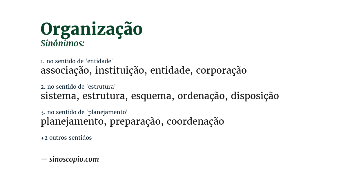 Sinônimo de organização