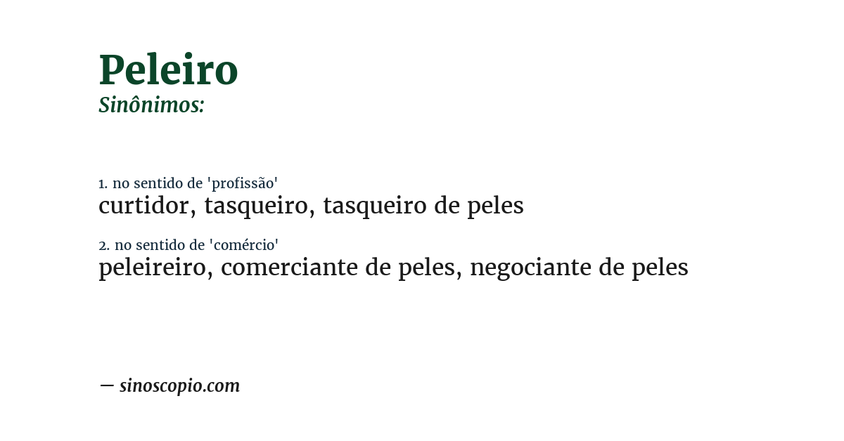 Sinônimo de peleiro