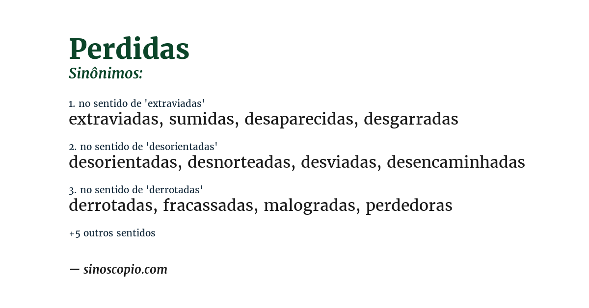Sinônimo de perdidas