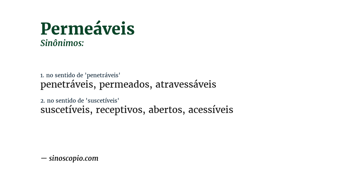 Sinônimo de permeáveis