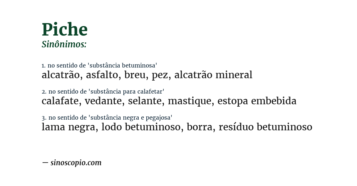 Sinônimo de piche