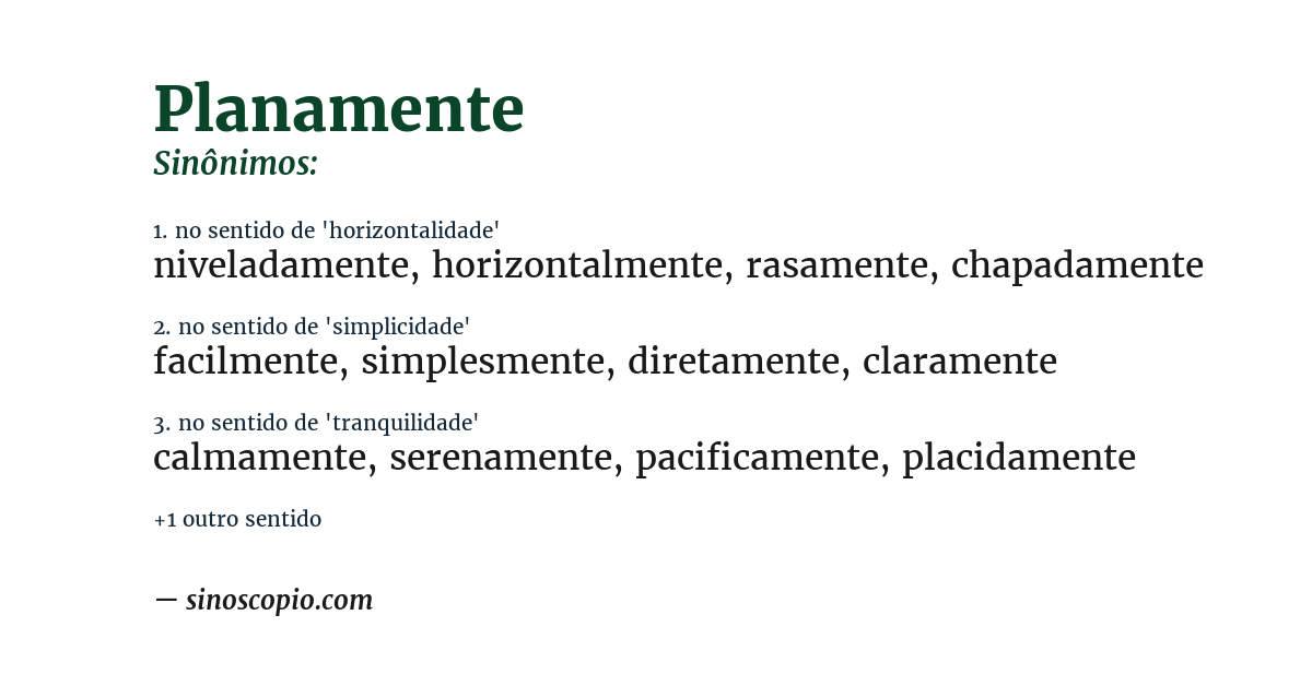 Sinônimo de planamente