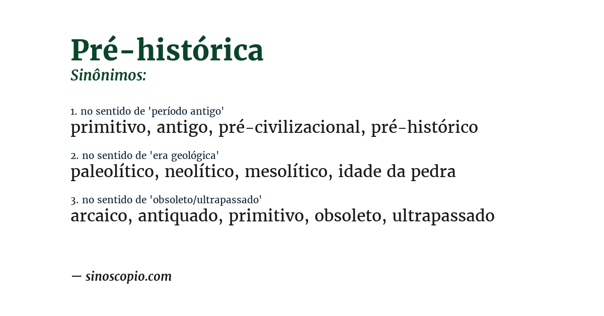 Sinônimo de pré-histórica