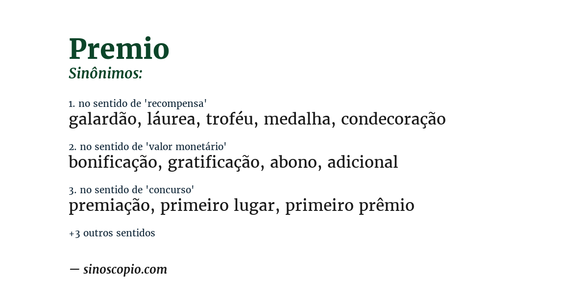 Sinônimo de premio