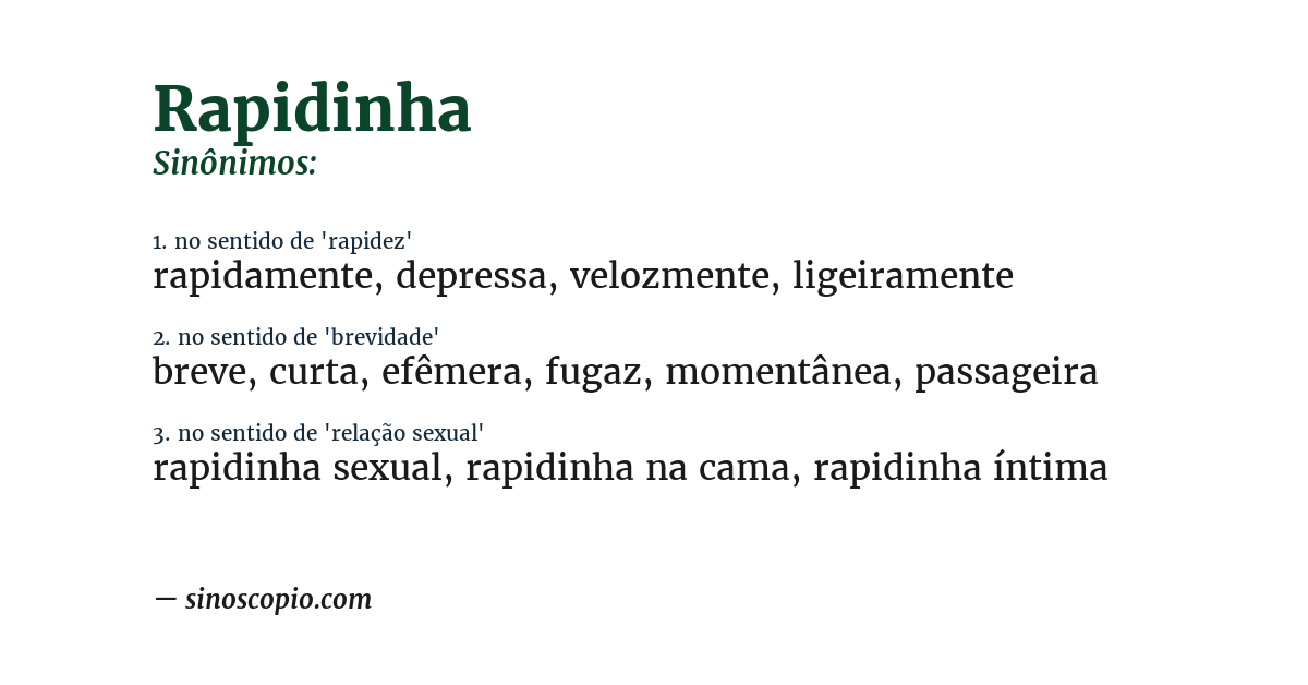 Sinônimo de rapidinha