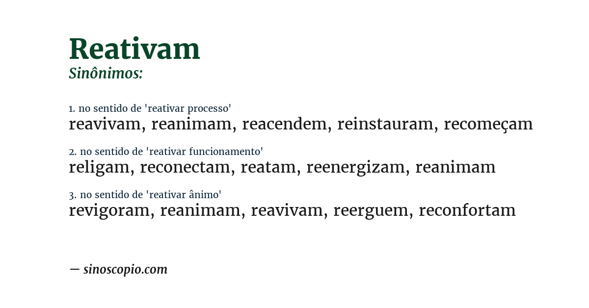 Sinônimo de reativam