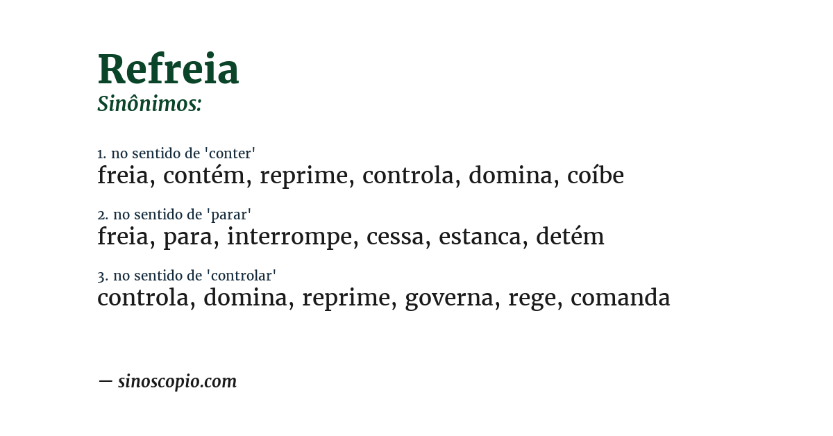 Sinônimo de refreia
