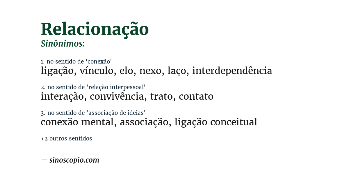Sinônimo de relacionação