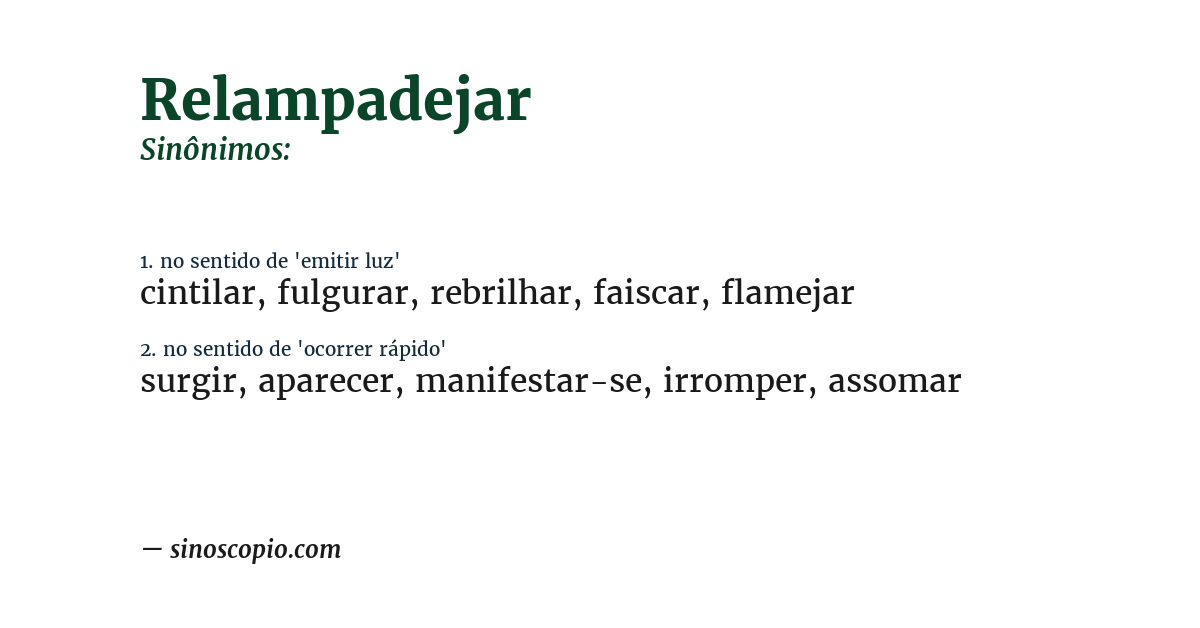 Sinônimo de relampadejar
