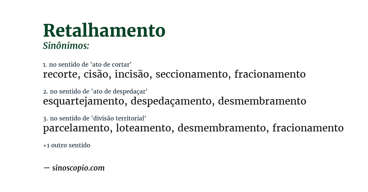 Sinônimo de retalhamento