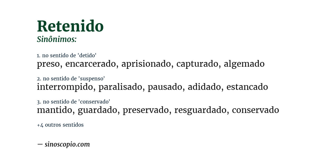 Sinônimo de retenido