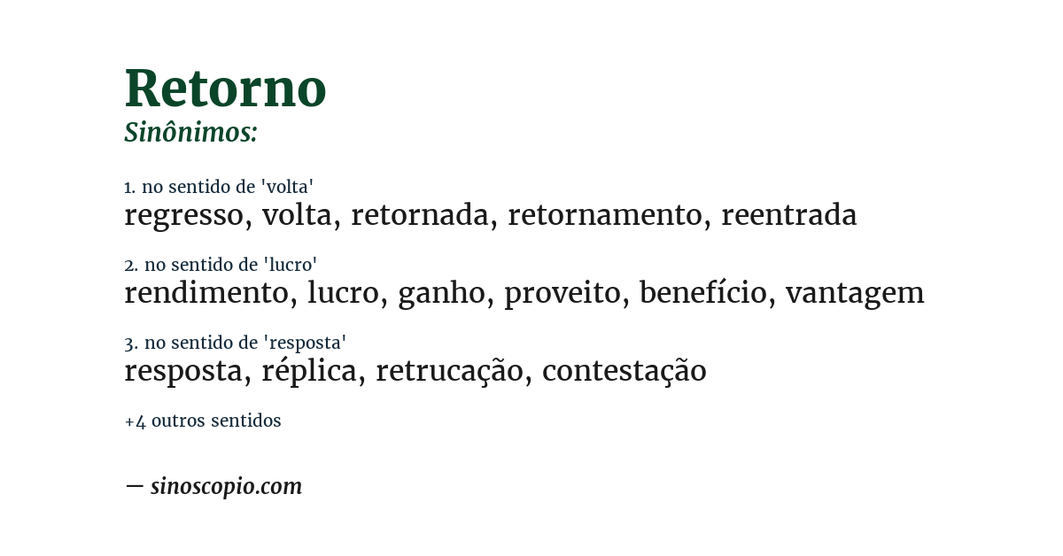 Sinônimo de retorno