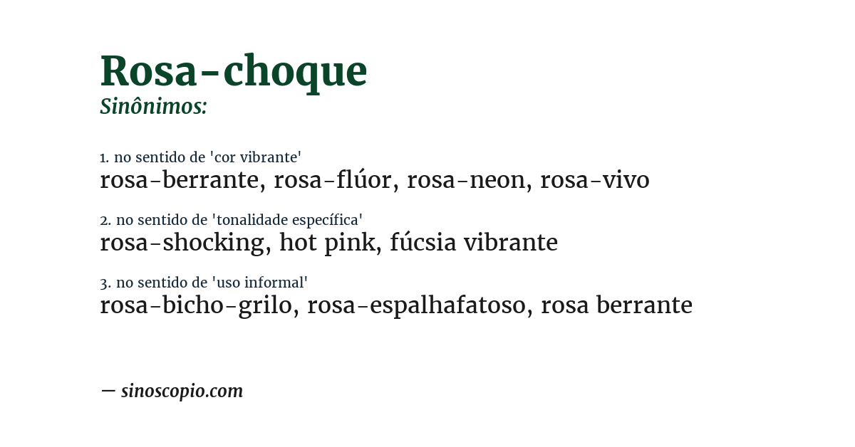 Sinônimo de rosa-choque