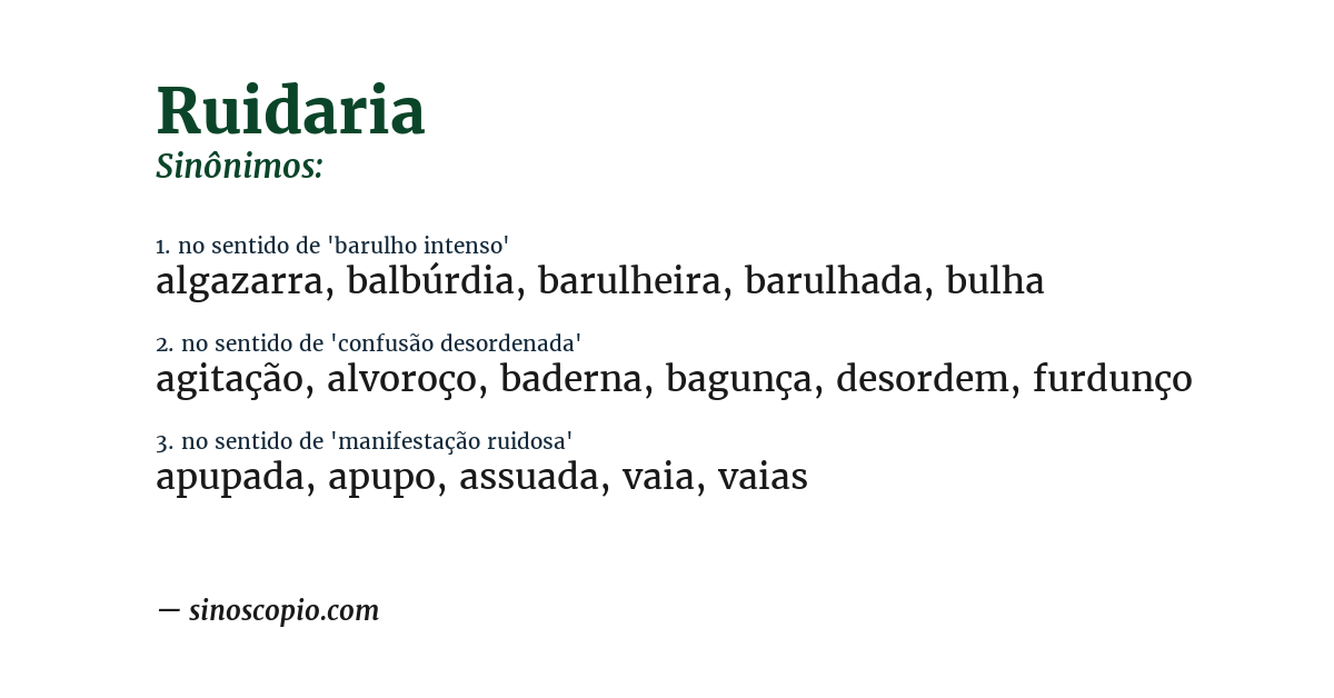 Sinônimo de ruidaria