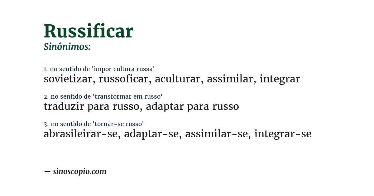 Sinônimo de russificar