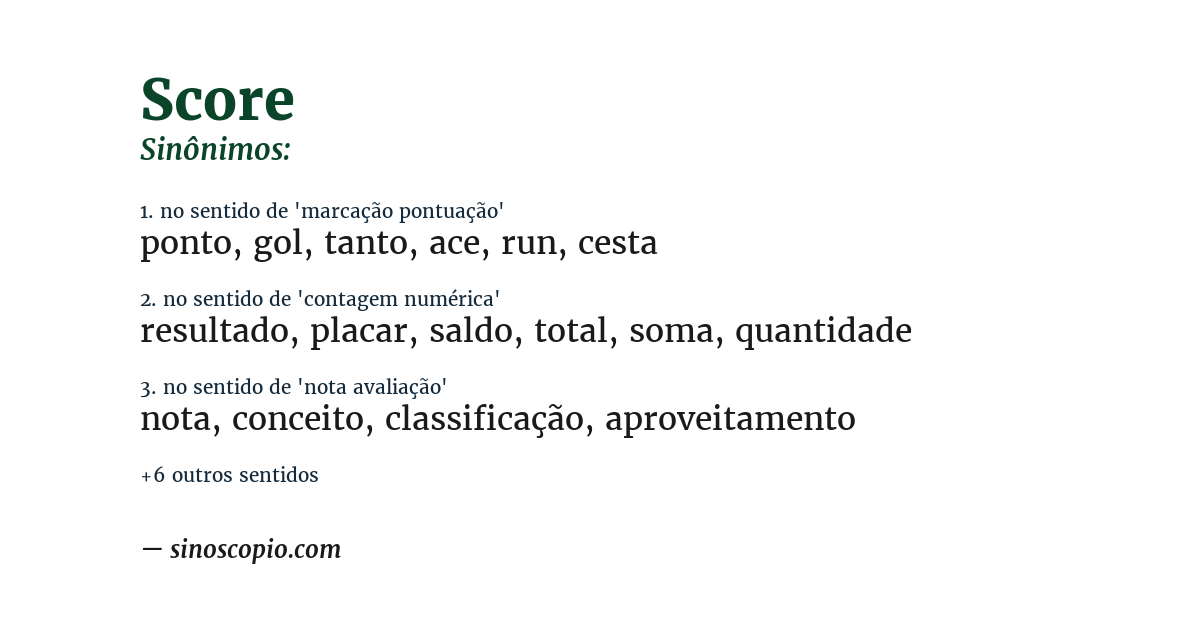 Sinônimo de score