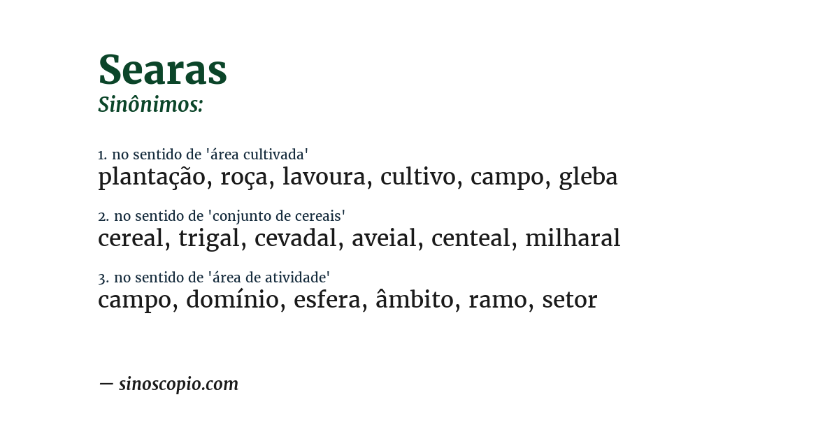 Sinônimo de searas