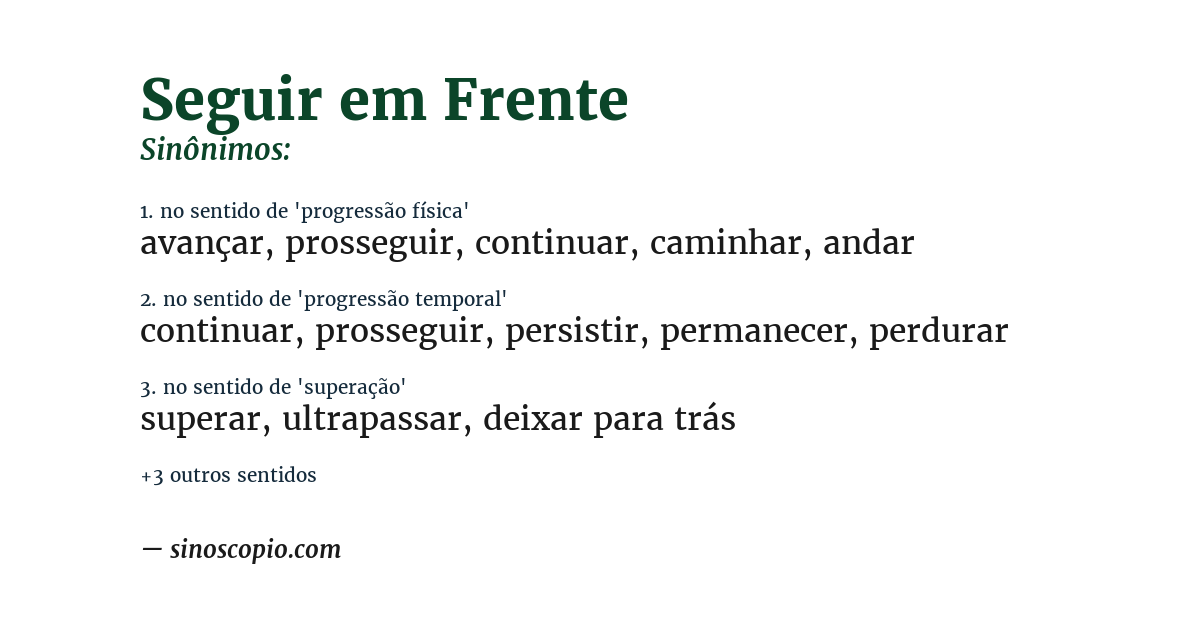 Sinônimo de seguir em frente
