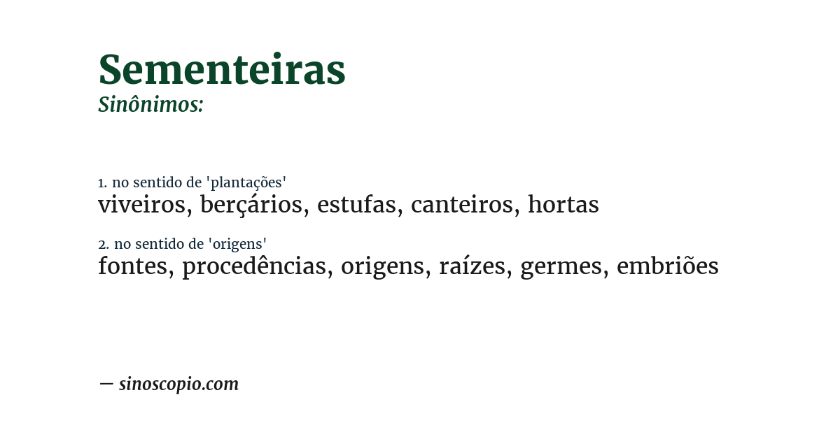 Sinônimo de sementeiras