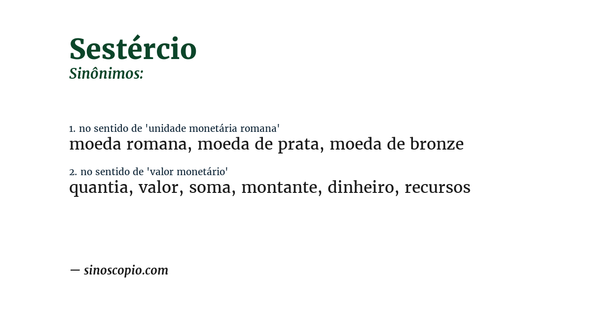 Sinônimo de sestércio