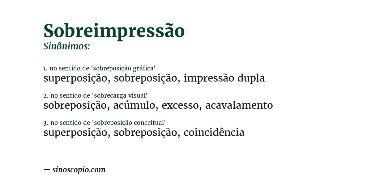 Sinônimo de sobreimpressão