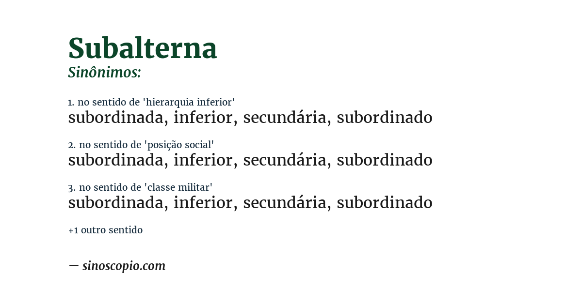 Sinônimo de subalterna