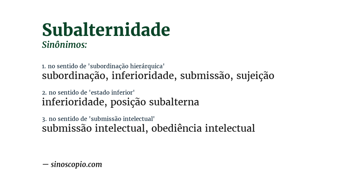Sinônimo de subalternidade