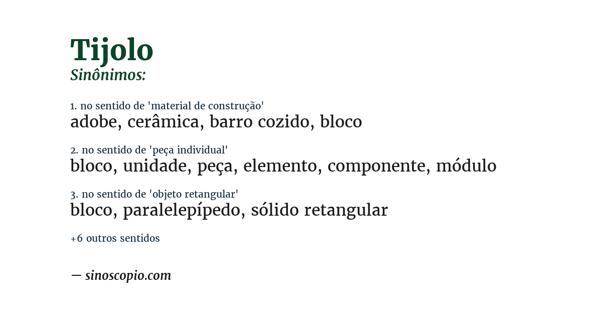 Sinônimo de tijolo
