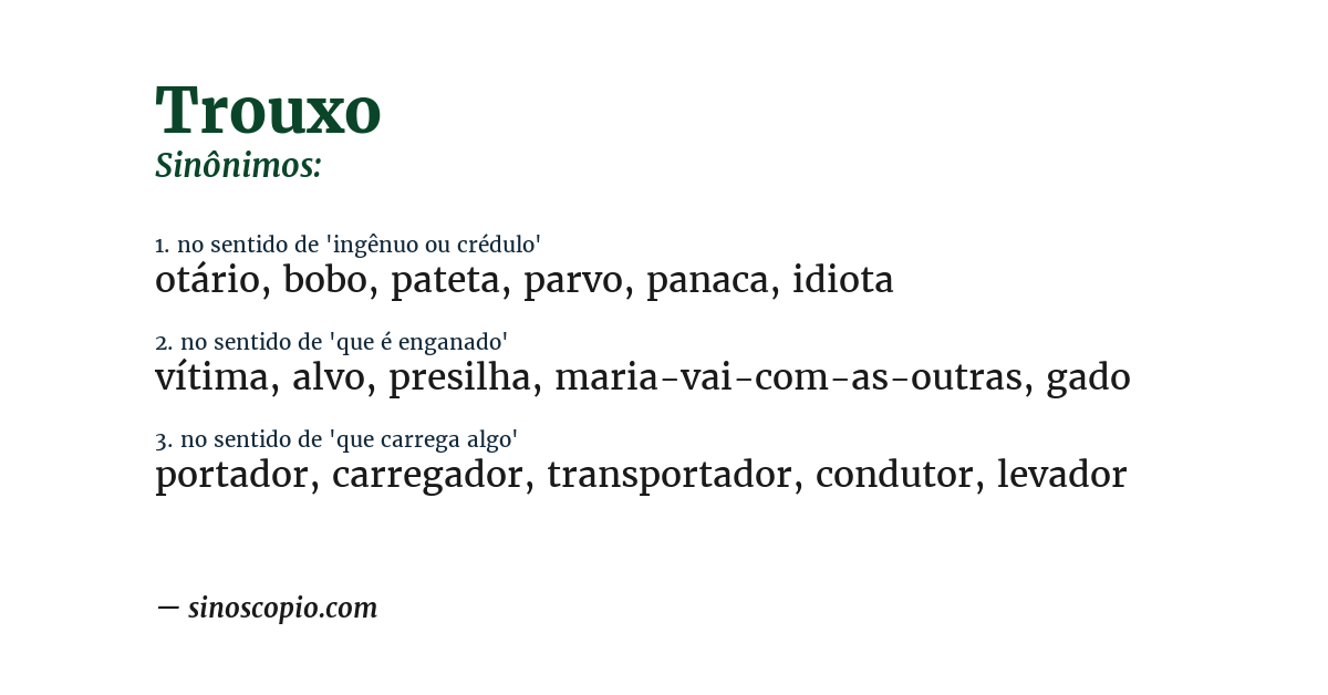 Sinônimo de trouxo