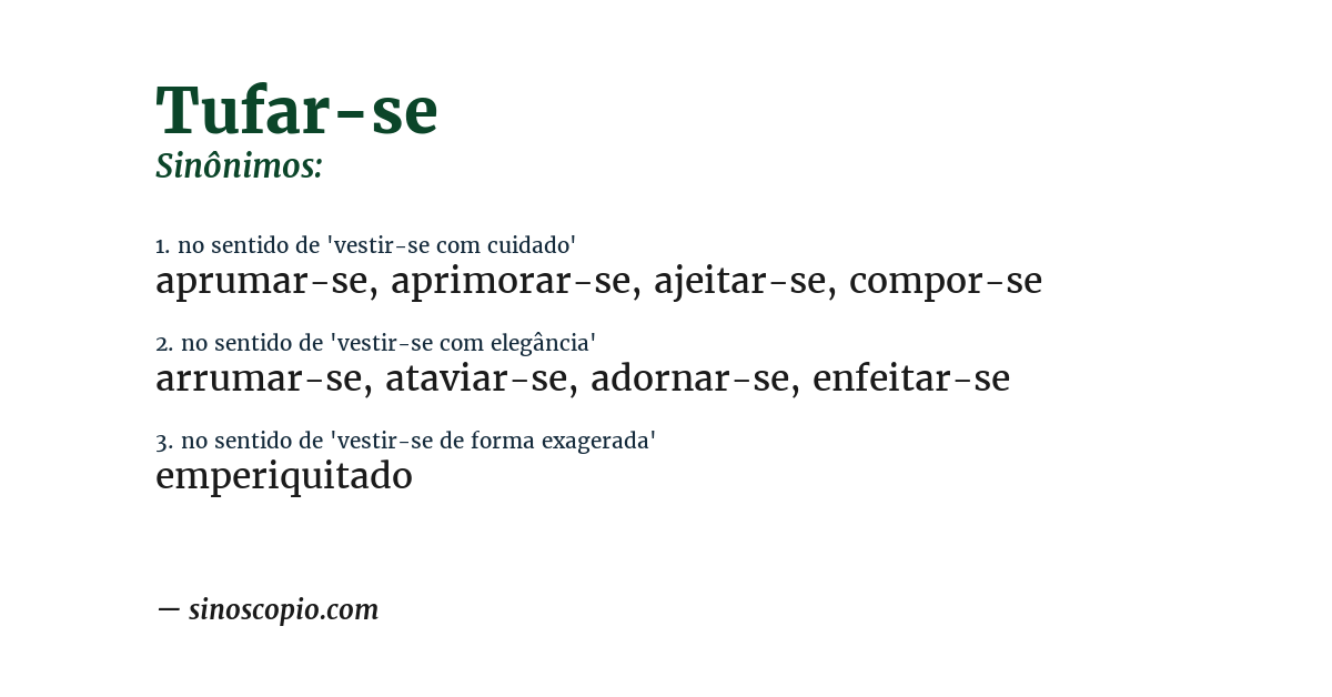Sinônimo de tufar-se