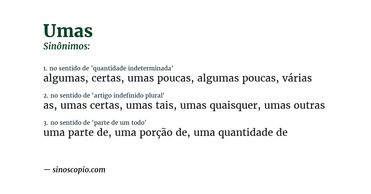 Sinônimo de umas