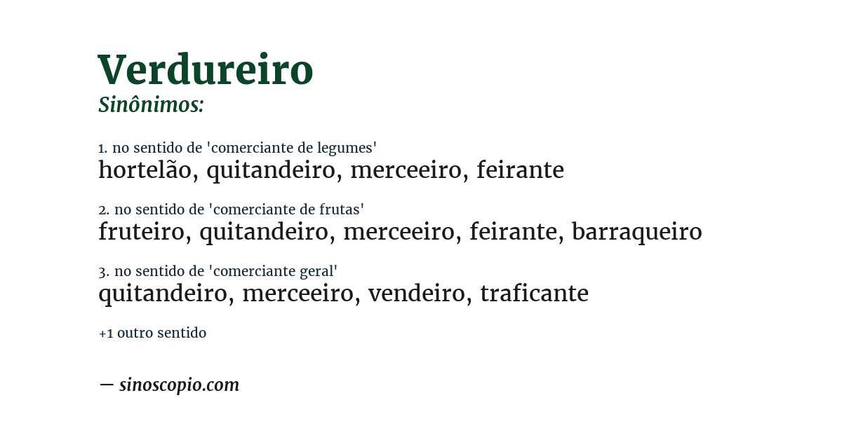 Sinônimo de verdureiro