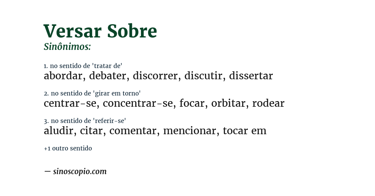 Sinônimo de versar sobre