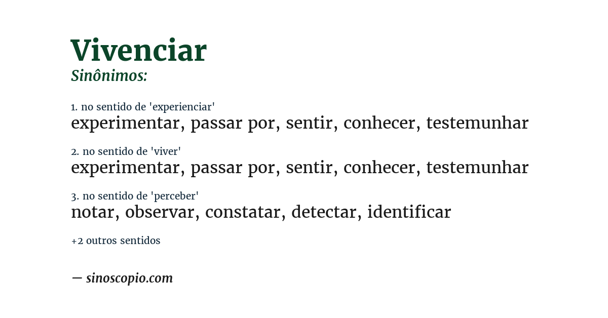 Sinônimo de vivenciar