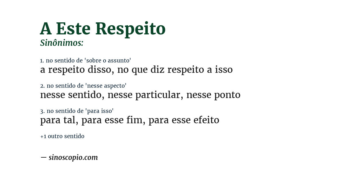 Sinônimo de a este respeito