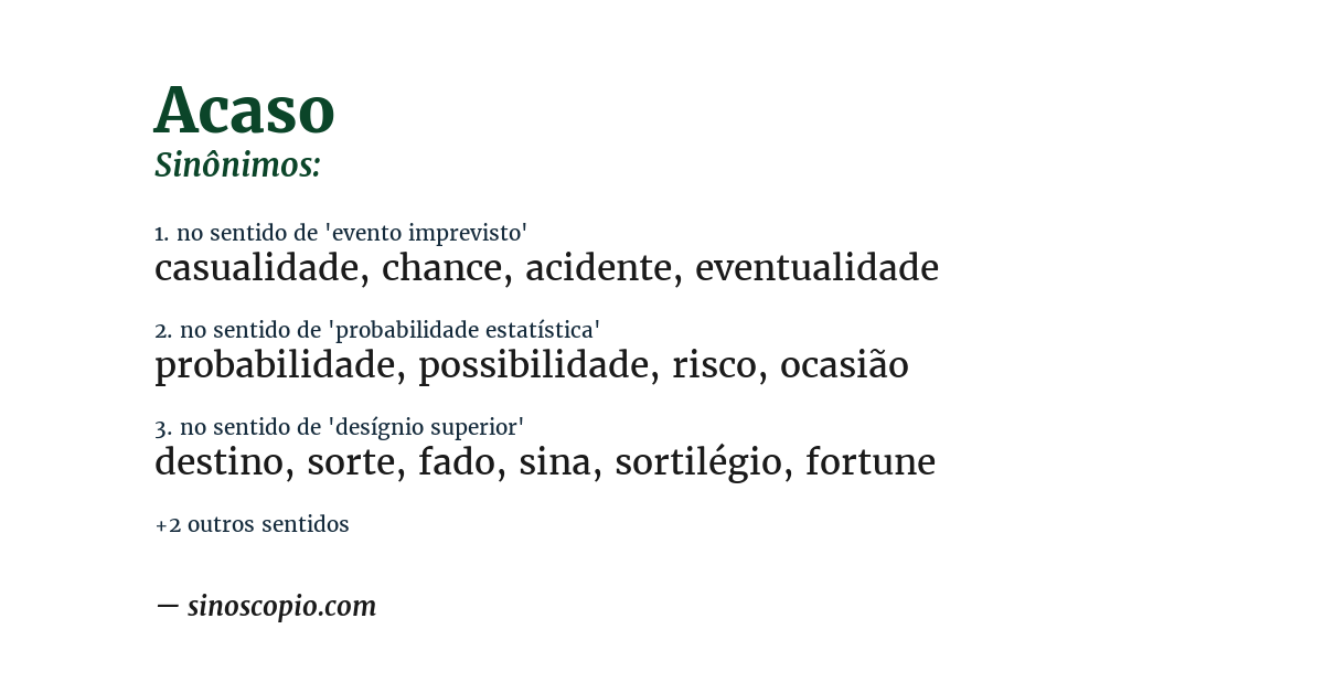 Sinônimo de acaso